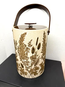 Mid Century Ice Bucket Morgan's Designs Bucket Brigade 11" Textured Floral Desig - Picture 1 of 10