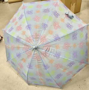 Cute Vintage Kids Butterfly Umbrella Light Blue Butterflies NL - Picture 1 of 7