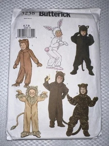 Butterick 3238 Sewing Pattern Animal Costumes Boy Girl Size 6 - 8 UNCUT FF - Picture 1 of 2