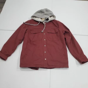 Duluth Trading Jacket Mens XL Maroon Hooded Flannel Lined Shirt Jac Snap Front - Picture 1 of 8