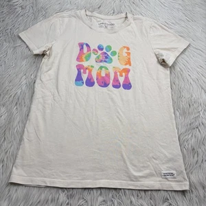 Life is Good Damen-T-Shirt M cremefarben Batik Hund Mutter Crusher gebraucht, in einwandfreiem Zustand - Bild 1 von 5