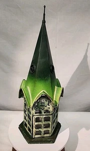 De Colección Tealight CATEDRAL Linterna VIDRIO Y METAL Casa CANDELABRO Aspecto Pátina Verde - Imagen 1 de 8