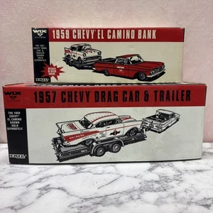 WIX 1959 CHEVROLET ELCAMINO & 1957 CHEVY DRAG CAR & TRAILER ERTL DIE CAST SET - Picture 1 of 3