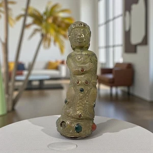 Vintage Filled Bronze Asian Stone-Adorned Figurine - Bild 1 von 7
