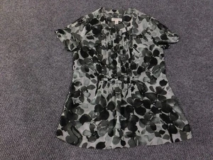 Blusa Coldwater Creek Mujer Pequeña Verde Negra Floral Plisada Top - Imagen 1 de 13