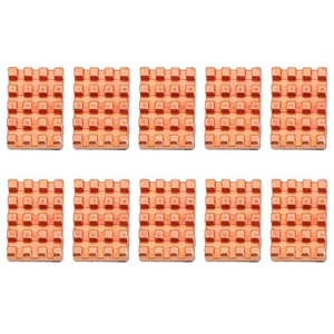 10 Pieces CPU Heat Sinks Cooling Copper Heatsinks With Thermal Adhesive Tape For - Photo 1/12