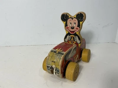 Игрушка-джемпер Mickey Mouse деревянная лужа Walt Disney Productions 5 дюймов x 6 1/2 дюйма - Изображение 1 из 4