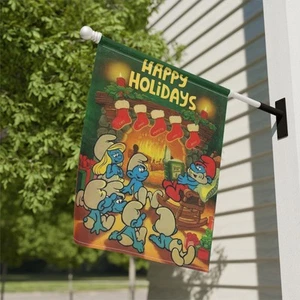 Smurfs Christmas Flag, (24.5'' × 32'') Holiday House Flag, Outdoor Decor - Picture 1 of 6