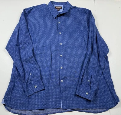 Johnston Murphy Blue Paisley Long Sleeve Button Down Shirt 2XL - Image 1 of 4