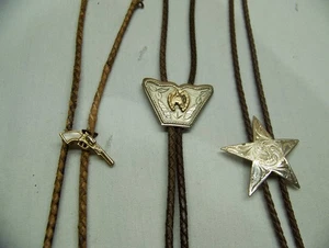 Antike Western-Bolo-Krawatten (gemischtes Set aus 3) lang nicht mehr produziert County Sherrif - Bild 1 von 8