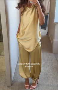 ZARA BNWT 2025. GOLDEN SATIN BALLOON TROUSERS PANTS. 8442/352/303 - Picture 1 of 8