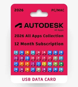 Autodesk 2026 All Apps on USB Data Card | 12 Months Subscription | Latest 2026 - Picture 1 of 15