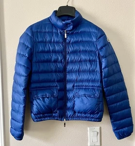 Moncler Lans Giubbotto Women’s Bright Blue Lightweight Down Short Jacket, Size 0 - Picture 1 of 13