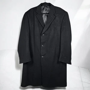 Jos A Bank Overcoat Men 42R Black 100% Cashmere Topcoat Classic Casual Outwear - Picture 1 of 13