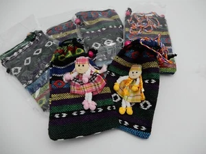 Peruvian Woven Fabric Gift Pouch Drawstring Bag  & Cord 5 X 3 - Lot of SIX (6) - Picture 1 of 7