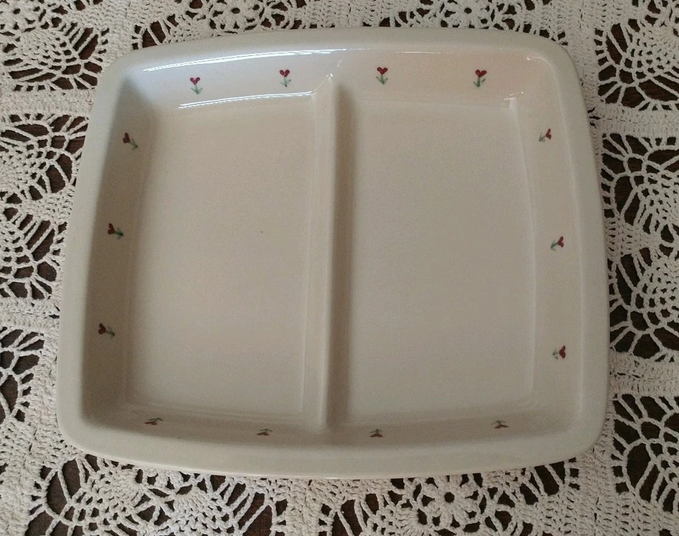 Plato para servir rectangular dividido Hartstone Pottery PROVINCIAL POSY 10" Foto 1 de 3