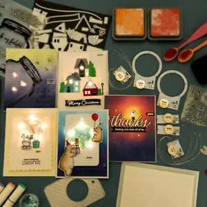 Unità di illuminazione autoadesive con LED bianco caldo per fare fai da te carte illuminate - Foto 1 di 18