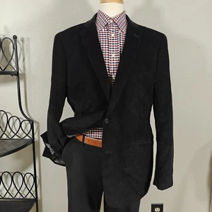 Adolfo Men's Corduroy Sport Coat Blazer Two Button Elbow Patch Black Size 48L - Picture 1 of 10