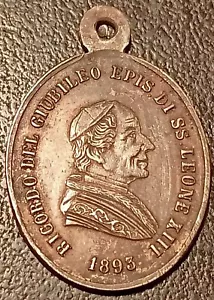 Médaille religieuse argent - Léon XIII - CHIESA DI S GIOACHINO 1893 Rome ! - Foto 1 di 2