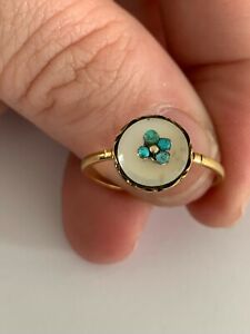 15ct gold turquoise ring, dome back Victorian 15k 625