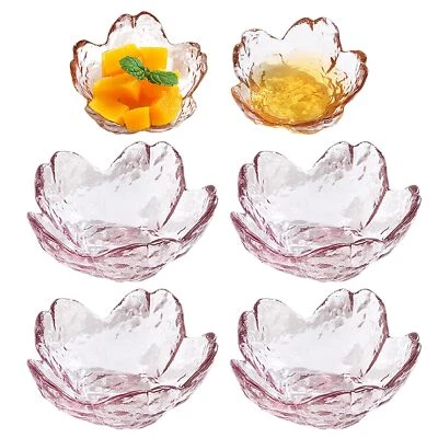6 PCS Pink Sakura Dip Bowls Set Crystal Glass Dessert Bowls Dipping Bowls App... - Image 1 of 4