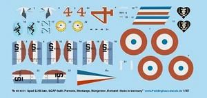 Peddinghaus-Decals 1/48 4551 Spad S.XIII late, SCAF-built: Parsons, Montange, Nu - Bild 1 von 1