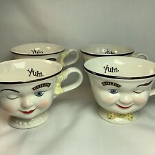 Baileys Irish Cream YUM Cups (4) Winking Eye Face Mr & Mrs Coffee Mugs Tea Cups