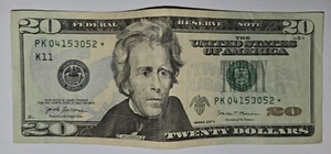 Star Note 2017 A $20 Dollar Bill Fancy Serial Number ending 3052 - Picture 1 of 2
