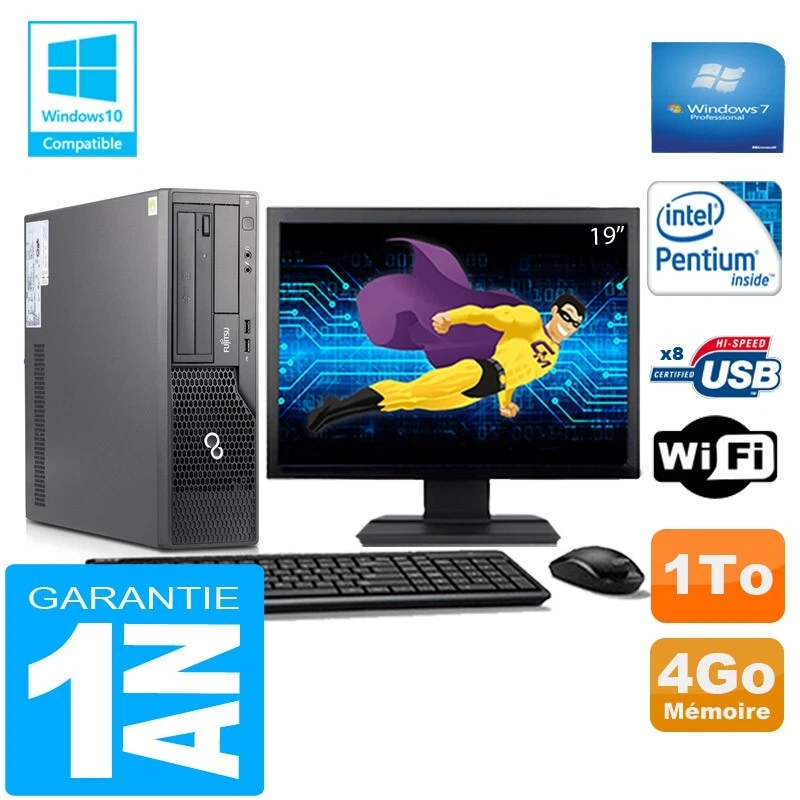 PC Fujitsu Esprimo E500 E85 + SFF Intel G640 4Go Disco 1A Wifi W7 Pantalla 19" - Imagen 1 de 1
