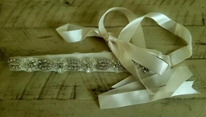 Strass*Kristall*Perlen*BRAUTSCHÄRPE*Vintage inspiriert*HOCHZEITSKLEID GÜRTEL*Elfenbein - Bild 1 von 6