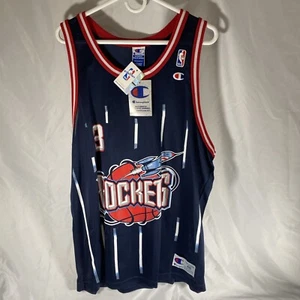 Vintage Champion Houston Rockets Steve Francis Nba jersey Sz 48 Signed Fleer - Picture 1 of 10