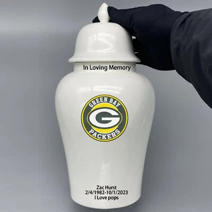 Große Keramik Urne für Green Bay Packers Fußball Motiv, Wunschtext - Bild 1 von 5