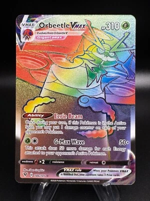Pokemon Vivid Voltage ORBEETLE VMAX Rainbow Secret Rare Full Art #186/185 - Image 1 of 2