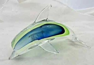 Art glass Dolphin Paperweight vtg ? Sea mammal Fish 6 inches long by 4 inches - Picture 1 of 5
