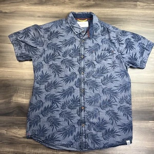 Paper Denim & Cloth Shirt Mens Medium Blue Flower Short Sleeve Button up - Picture 1 of 10