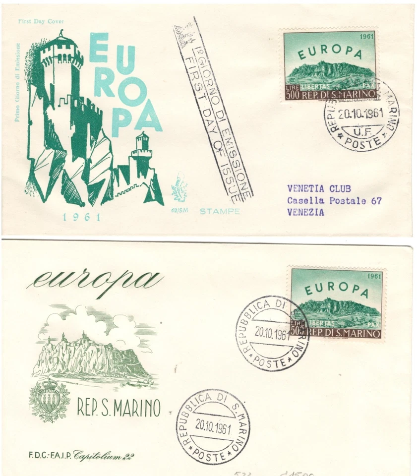 SAN MARINO EUROPA Sc# 490 PAX FDC ILLUSTRATED COVER 500 LIRA STAMP LOT(SANM 95) - Image 1 of 1