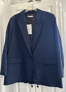 NWT Zara Navy Blue 1 Button Closure Blazer/Suit Jacket Sz:XXL - Picture 1 of 4