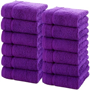 Luxury Cotton Washcloths (13x13 inch)- Hotel Spa Bathroom Face Towel (Set of 12) - Picture 1 of 43