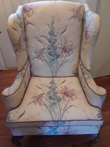 Queen Anne Vintage Wingback Arm Chair -  Local Pick-up (price drop) Cover