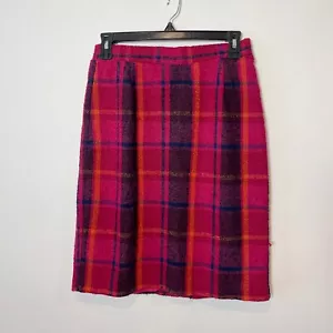 Vintage Incognito Wool Blend Plaid Straight Pencil Skirt Red 8 Lined 90s USA - Picture 1 of 7