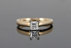 $2650 The Leo Diamond 0.48ct Princess 14K Yellow Gold Platinum Engagement Ring 7