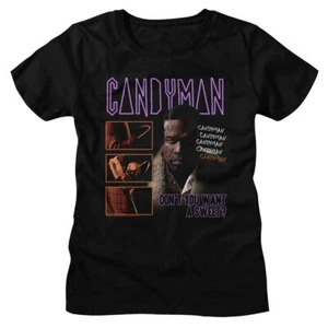 Candyman Scary Horror Movie Name Logo Don't You Want A Sweet Women's T Shirt - Picture 1 of 3