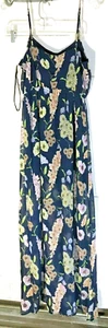 Forever 21 Estampado Floral Maxi Vestido Azul Azul M Junior Doble Side Slits - Imagen 1 de 4