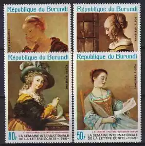 Burundi 1968 Yvert A 91/94 Woche schriftlicher Brief Gemälde postfrisch sehr schön - Bild 1 von 1