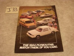J33 VINTAGE 1984 PLYMOUTHS MATCH THEM IF YOU CAN AUTO PROSPEKT HÄNDLERKATALOG - Bild 1 von 1