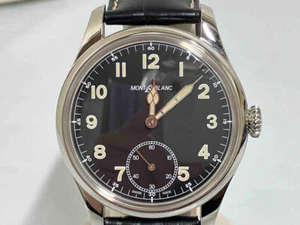 MONT BLANC 113860 Hand-wound used watch with black leather strap - Picture 1 of 7