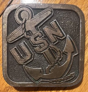 Vintage NAVY Belt Buckle 1976 Instyle Solid Heavy Brass! - Picture 1 of 2