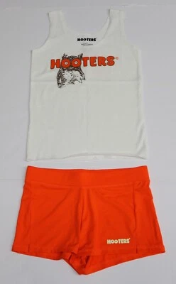 NUEVO HOOTERS CAMARERA NARANJA NIÑAS PEQUEÑO UNIFORME CONJUNTO - CAMISETA SIN MANGAS + PANTALONES CORTOS Foto 1 de 4