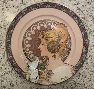 12" Germany Goebel Artis Orbis Alphonse Lady Mucha Trust Feather Porcelain Plate - Picture 1 of 6
