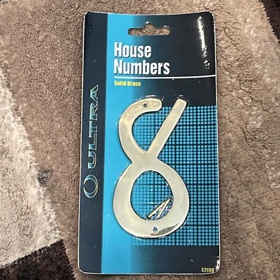 Ultra Hardware 53108 Latón Sólido 4 1/2 Pulgadas Casa Número 8 Nuevo Sellado Foto 1 de 3